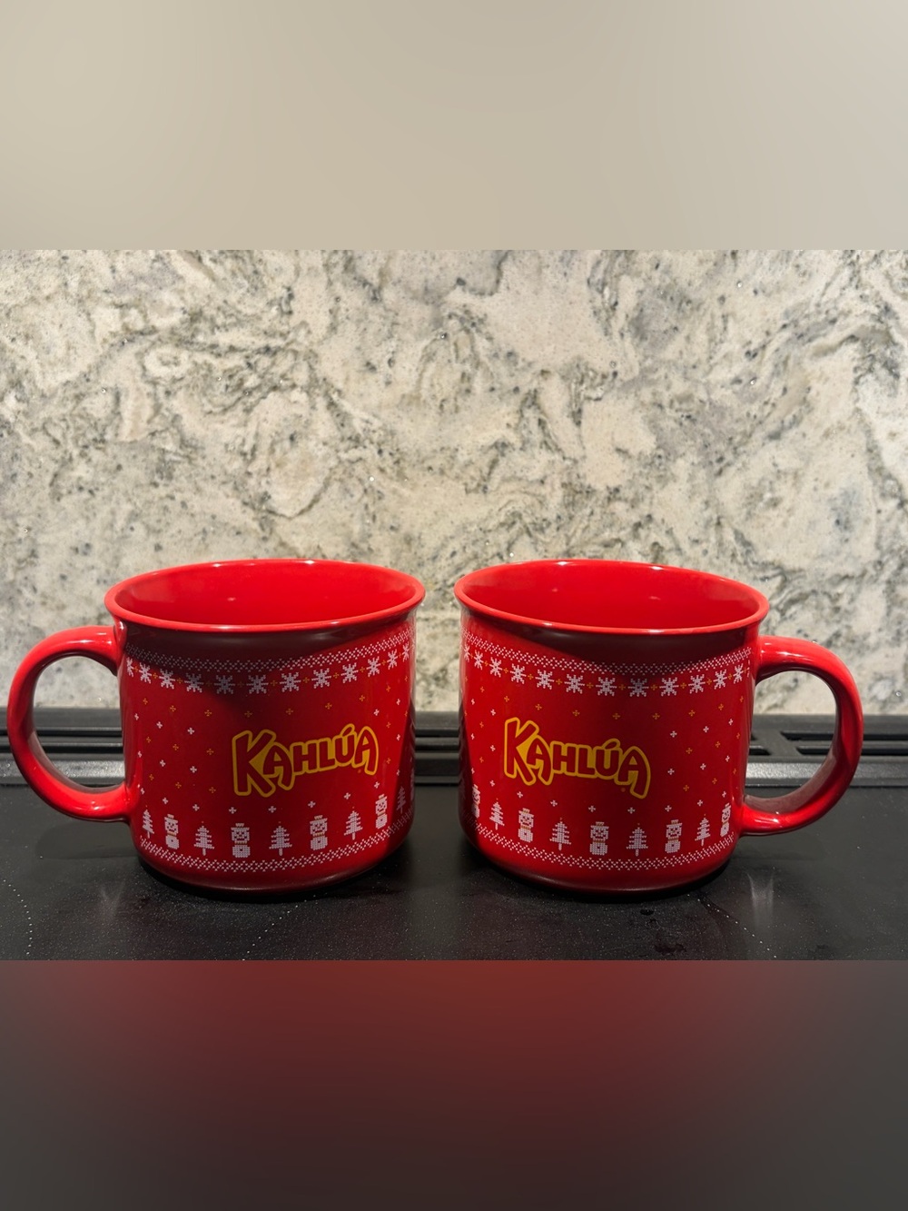 Kahlúa Holiday Coffee Mug Set | Fair Isle Style | 16 oz | Red Nordic Winter